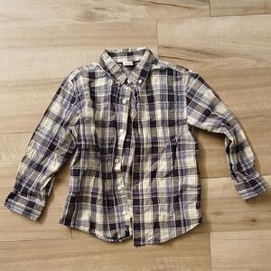 Gymboree Plaid Button Down Shirt - Navy and Cream Size 5-6 Years (H)
